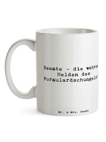 Mr. & Mrs. Panda Geschenktasse Spruch Beamtin Heldin mit Spruch in Weiß
