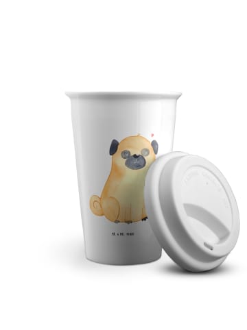 Mr. & Mrs. Panda Thermobecher Mops ohne Spruch in Weiß
