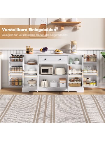 ABRIHOME Multifunktions Sideboard 138 cm mit Stauraum & Kippschutz in Weiß