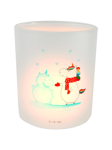 Mr. & Mrs. Panda Laterne Glas Einhorn Schneemann ohne Spruch in Transparent