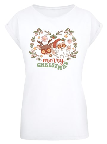 F4NT4STIC T-Shirt Weihnachten Hippie Santa And Reindeer in weiß