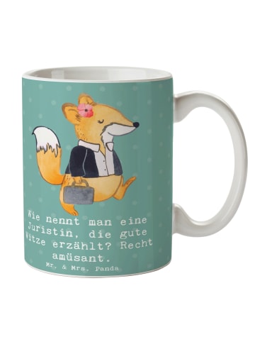 Mr. & Mrs. Panda Kaffeebecher Juristin Humor mit Spruch in Meeresbrise