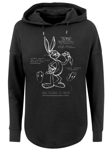 F4NT4STIC Oversized Hoodie Looney Tunes Bugs Bunny Drawing Instruction in schwarz