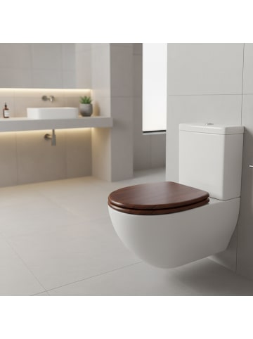 relaxdays Toilettendeckel in Dunkelbraun - (B)37,5 x (T)43,5 cm