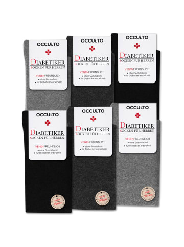 Occulto 6er Pack Herren Diabetiker Socken ohne Naht Oliver in GreyMix