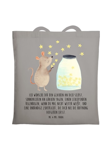 Mr. & Mrs. Panda shopping tasche Maus Sterne mit Spruch in Light Grey
