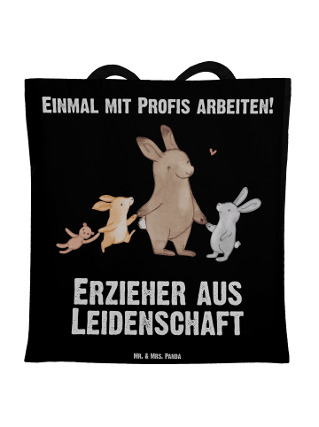 Mr. & Mrs. Panda Schultasche Erzieher Leidenschaft mit Spruch in Schwarz