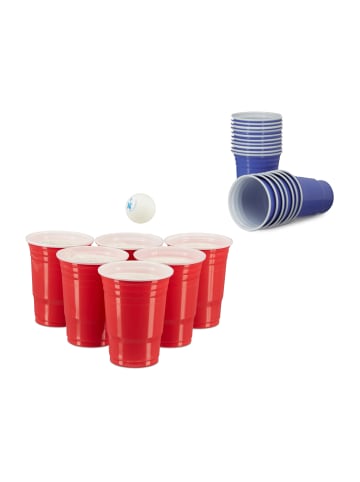 relaxdays 200x Beerpongbecher in Rot/ Blau