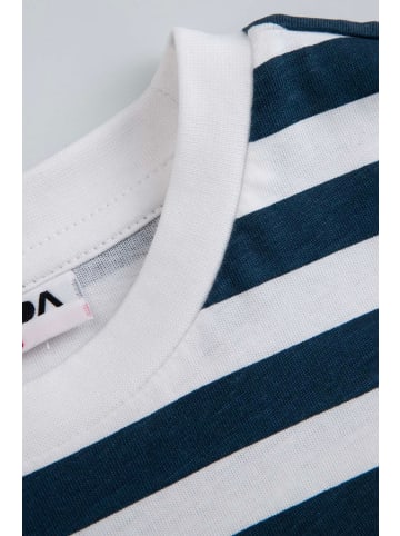 MOKIDA Gestreiftes Baumwoll-T-Shirt in dunkelblau