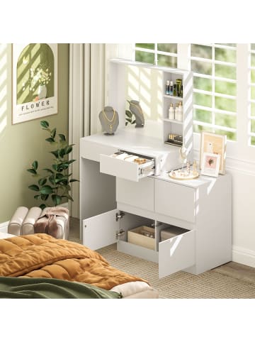 HOMCOM Schminktisch-71,3L x 38,5B x 122,5H cm-Weiß
