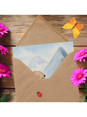 Mr. & Mrs. Panda Glückwunschkarte Bär Bergsteigen Design ohne Sp... in Weiß