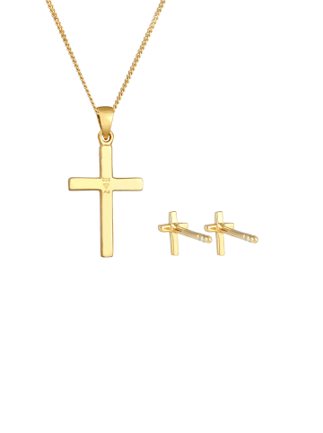 Elli Schmuckset 925 Sterling Silber Kreuz in Gold