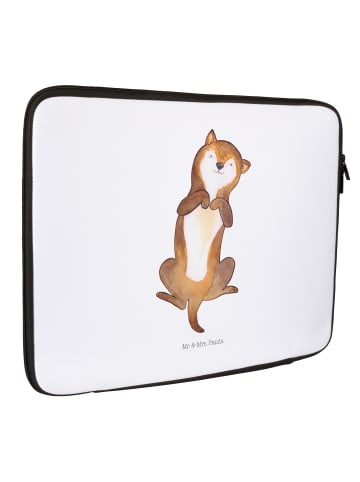 Mr. & Mrs. Panda Notebook Tasche Hund Streicheln ohne Spruch in Weiß