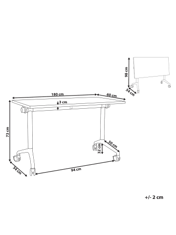 Beliani Zusammenklappbarer Schreibtisch CAVI in Braun/Weiß