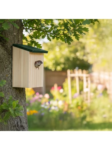 relaxdays 4 x Nistkasten in Natur/ Grün - (B)12 x (H)22 x (T)14 cm