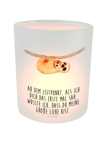 Mr. & Mrs. Panda Windlicht Faultier Kind mit Spruch in Transparent