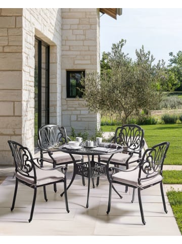 Beliani 4er-Set Gartenstuhl ANCONA in Schwarz/Beige