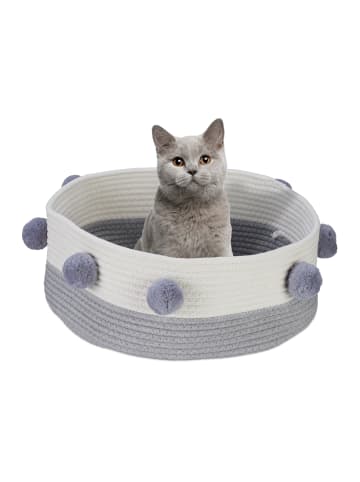 relaxdays Katzenbett in Grau/ Weiß - (H)16,5 x Ø41 cm