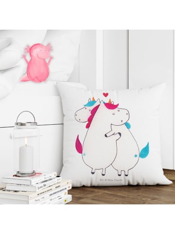 Mr. & Mrs. Panda Kissen Einhorn Mitteilung ohne Spruch in Weiß