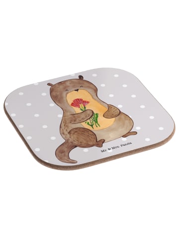 Mr. & Mrs. Panda Design Untersetzer Otter Blumenstrauß ohne Spruch in Grau Pastell