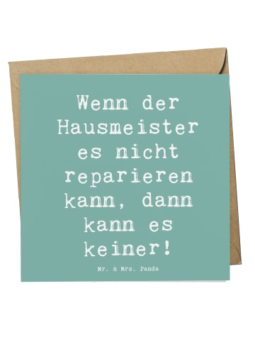 Mr. & Mrs. Panda Klappkarte Spruch Hausmeister Hilfe mit Spruch in Meeresbrise