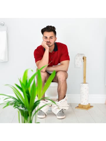 relaxdays Bambus Toilettenpapierhalter stehend