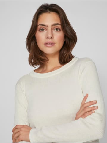 Vila Gerippter Longsleeve Pullover Feinstrick Sweater Shirt VIABELLA in Weiß