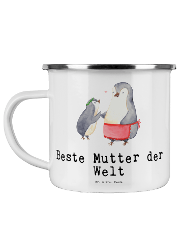 Mr. & Mrs. Panda Emaille Tasse Pinguin Beste Mutter der Welt mit... in Weiß
