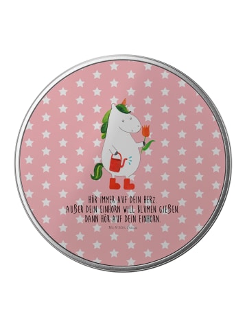 Mr. & Mrs. Panda Blechdose Einhorn Gärtner mit Spruch in Rot Pastell