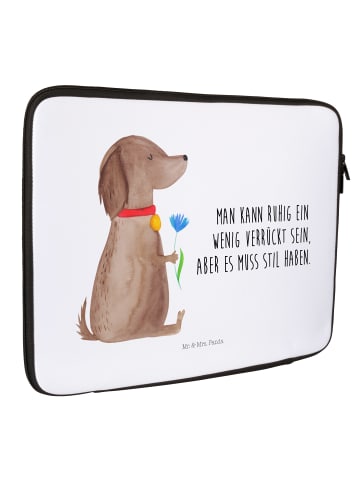 Mr. & Mrs. Panda Notebook Tasche Hund Blume mit Spruch in Weiß