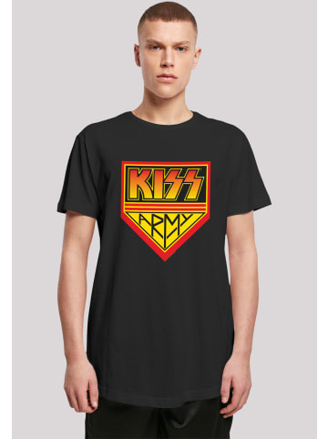 F4NT4STIC Long Cut T-Shirt Kiss Rock Band Army Logo in schwarz