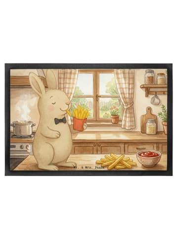 Mr. & Mrs. Panda Fußmatte Hase Pommes Design ohne Spruch in Weiß