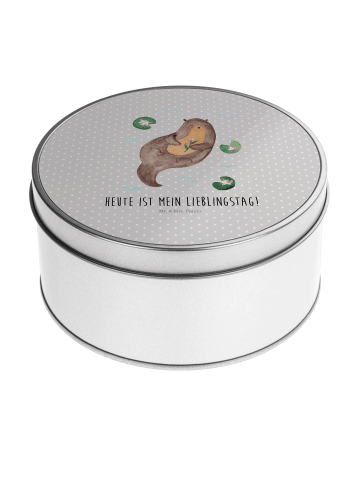 Mr. & Mrs. Panda Aufbewahrungsbox Otter Seerose mit Spruch in Grau Pastell