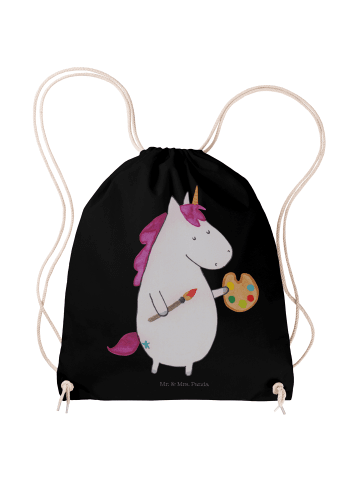 Mr. & Mrs. Panda Turnbeutel Einhorn Künstler ohne Spruch in Schwarz