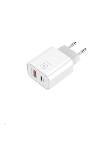 Wisam Wandladegerät MX Alfa 20W PD+QC, USB-A+C + C/C-Kabel 20W PD, Weiß