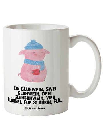 Mr. & Mrs. Panda Keramiktasse Schweinchen Glühwein mit Spruch in Weiß