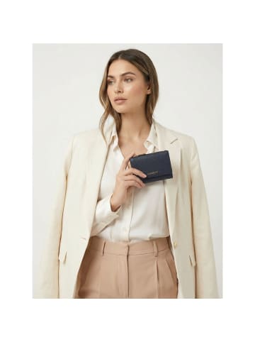 Lazarotti Bologna Leather XL Geldbörse mit Zip-Around Fach Leder 14 cm in navy