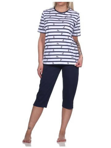NORMANN kurzarm Schlafanzug Caprihose - 78919 in marine