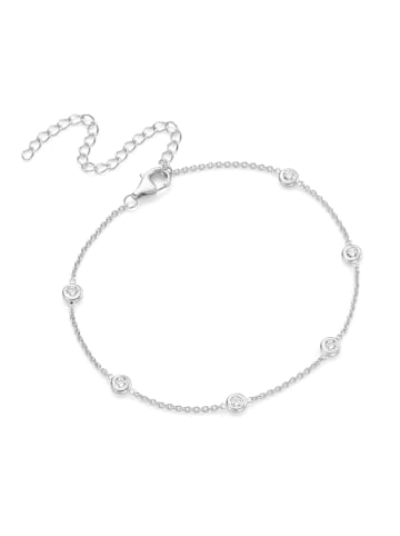 Smart Jewel Fusskette Mit Zirkonia in Weiss