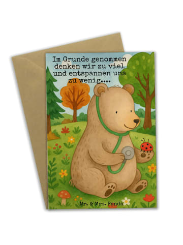 Mr. & Mrs. Panda Glückwunschkarte Bär Arzt Design mit Spruch in Weiß