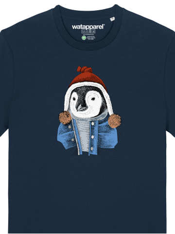 wat? Apparel T-Shirt Pinguin in Dunkelblau
