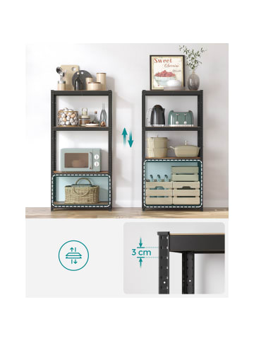 SONGMICS Standregal Cozory in Vintgebraun-Schwarz - (B)80 x (H)160 x (T)40 cm