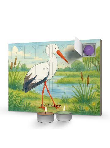 Mr. & Mrs. Panda Adventskalender Storch Design ohne Spruch in Weiß