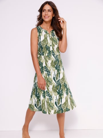 Sieh an! Sommerkleid in champagner-oliv-bedruckt