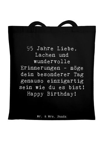 Mr. & Mrs. Panda Tragetasche Spruch 95. Geburtstag mit Spruch in Schwarz