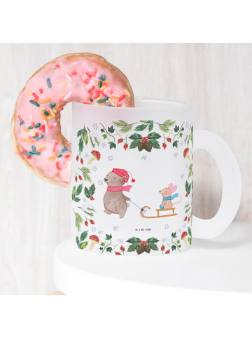Mr. & Mrs. Panda Glas Bär und Maus Schlitten ohne Spruch in Transparent