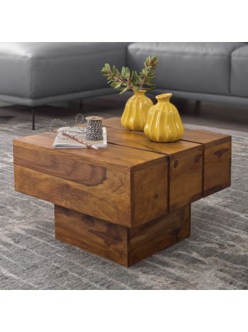 KADIMA DESIGN Beistelltisch aus Massivholz: 44x44x30 cm, handgefertigtes Unikat in Braun