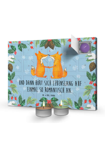 Mr. & Mrs. Panda Duftkerzen Adventskalender Füchse Liebe mit Spruch in Eisblau