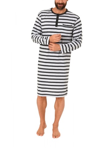 NORMANN Nachthemd langarm Knopfleisreifen - 46840 in Grau