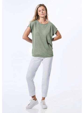 GOLDNER Kurzgröße:  Shirt in Leinenoptik in baummoos